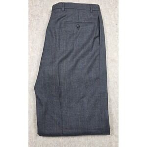 Austin Reed Wool Pleated Dress Pants Mens 34x32 Gray Blue Plaid‎ Trousers Cuffed